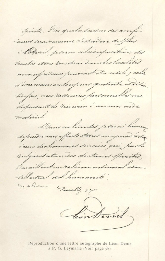 Léon Denis escrito Carta de Léon Denis